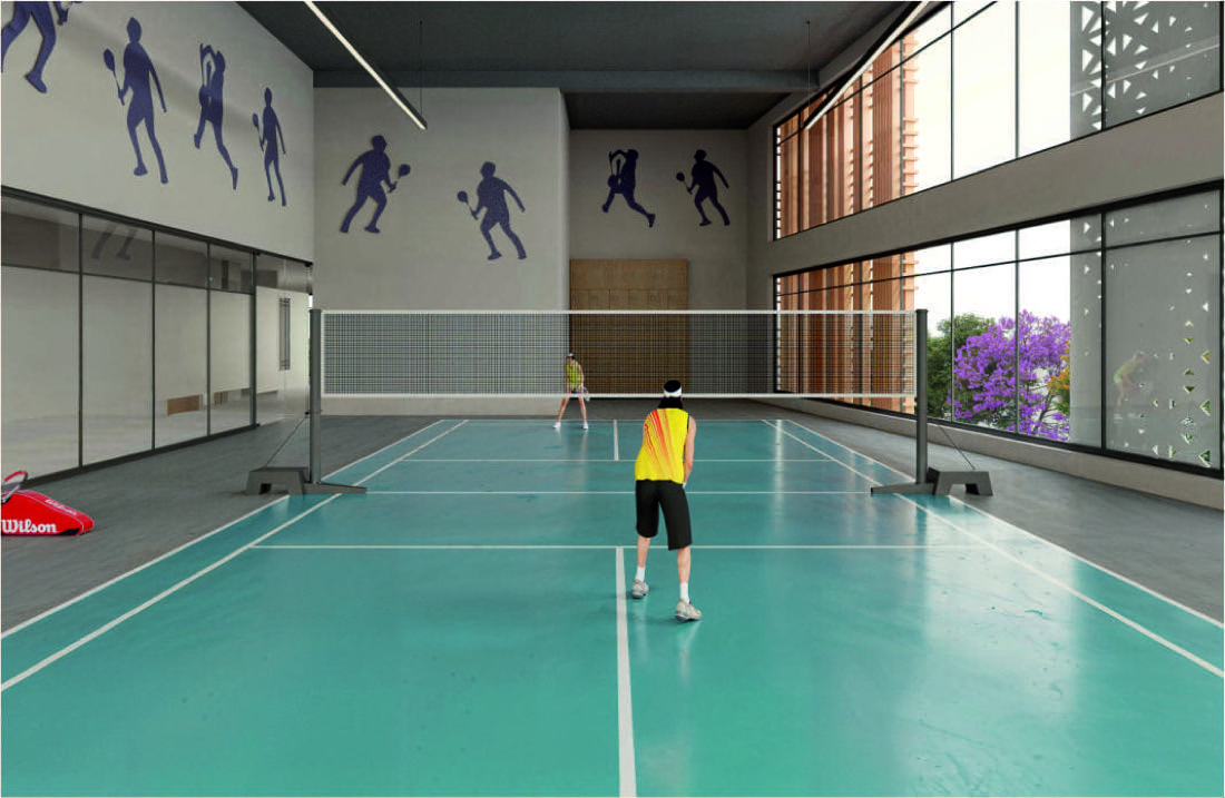 Indoor badminton court
